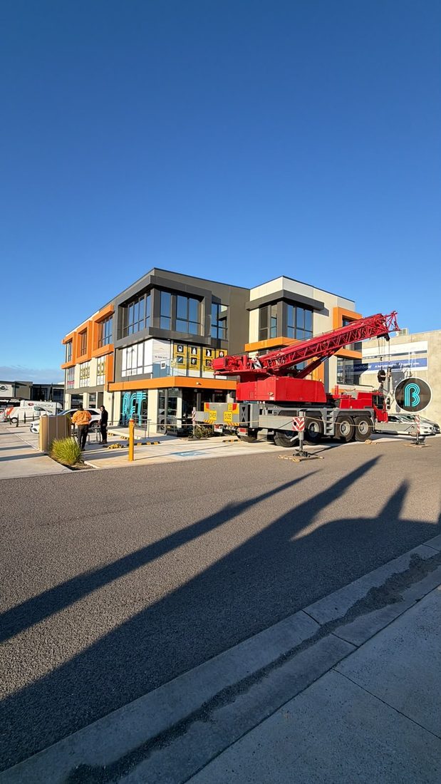 commercial hvac crane install site