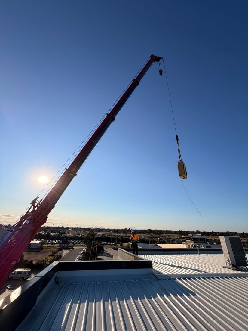 commercial hvac crane lift rooftop