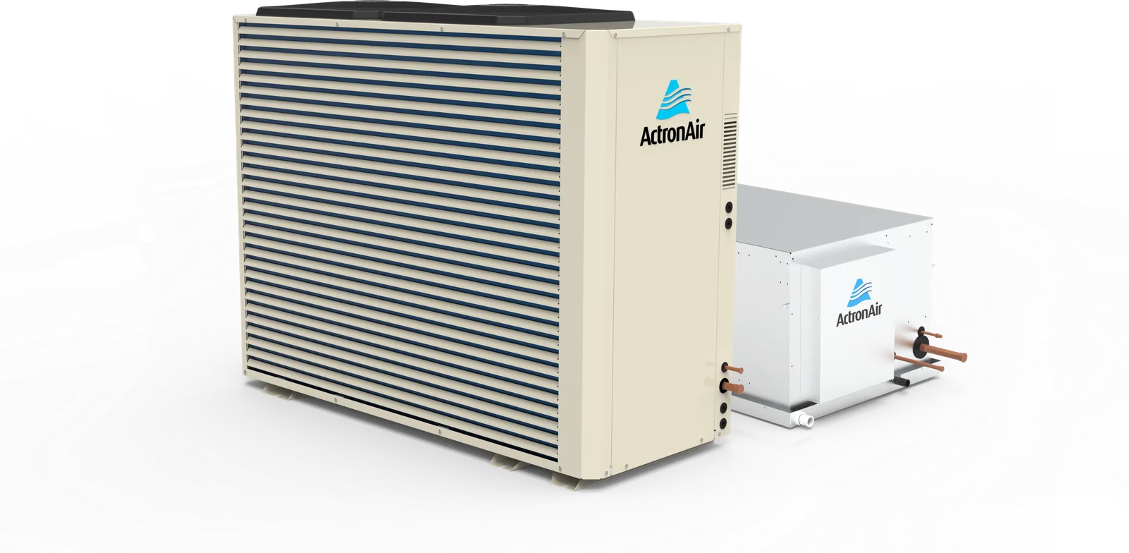 ActronAir Advance outdoor unit and indoor fan coil unit side by side