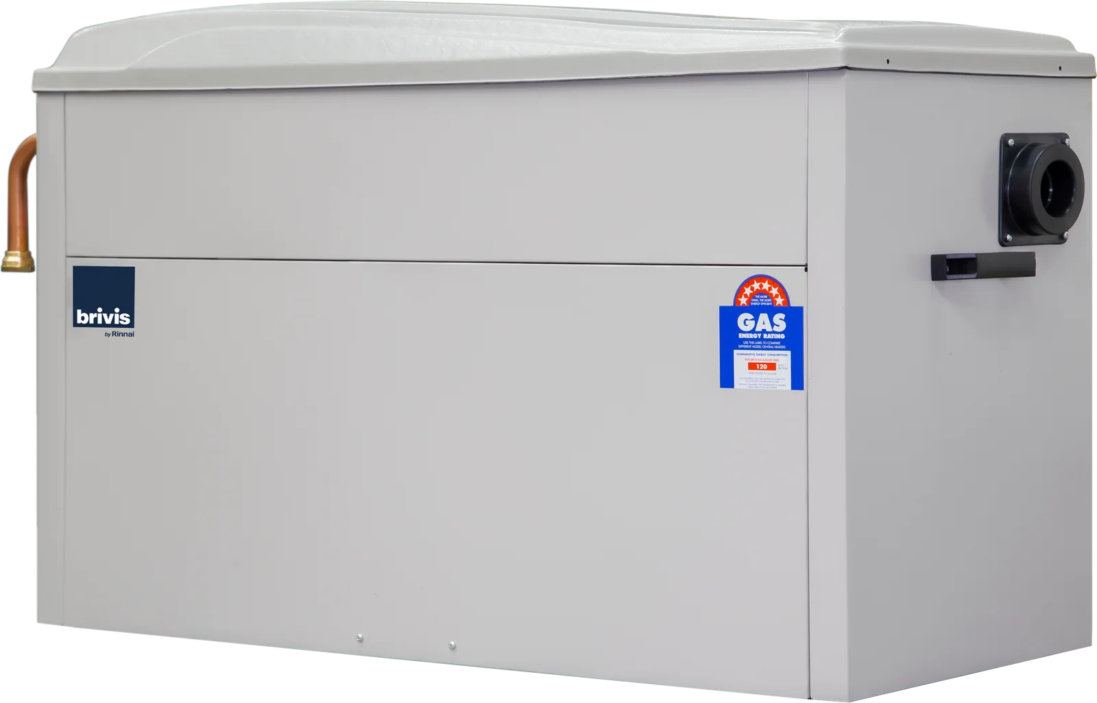 Brivis StarPro 6 star gas ducted heater, external model, viewed from the front right